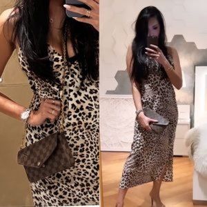 Urban Outfitters Lumiere Leopard Print Midi Slip Dress Night Out Cocktail Size S
